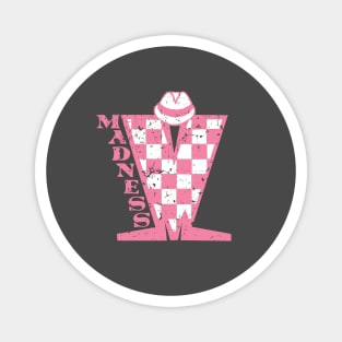 Madness Vintage Checkerboard Pink & White Magnet